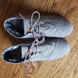 Toms Brown Tweed Wedges, Size 7